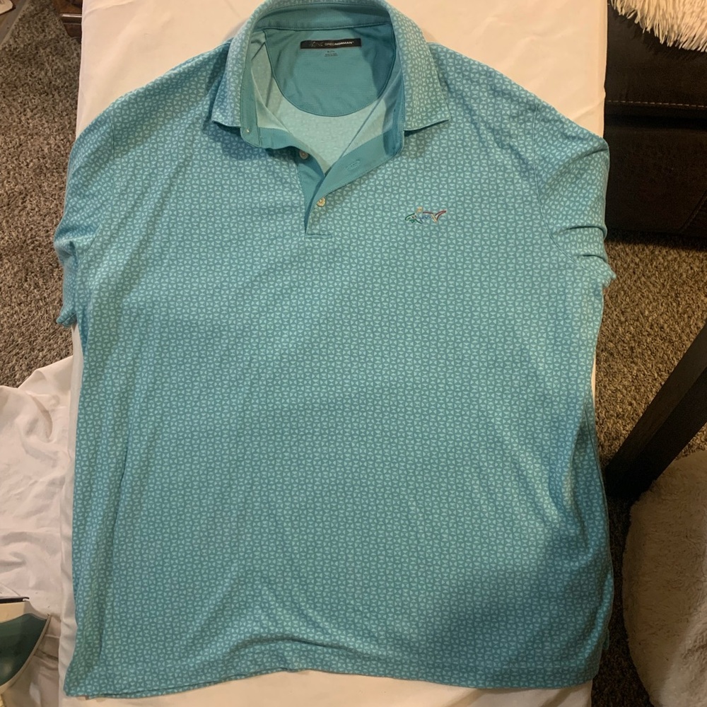 Greg Norman Collection Aqua Pattern Polo Shirt